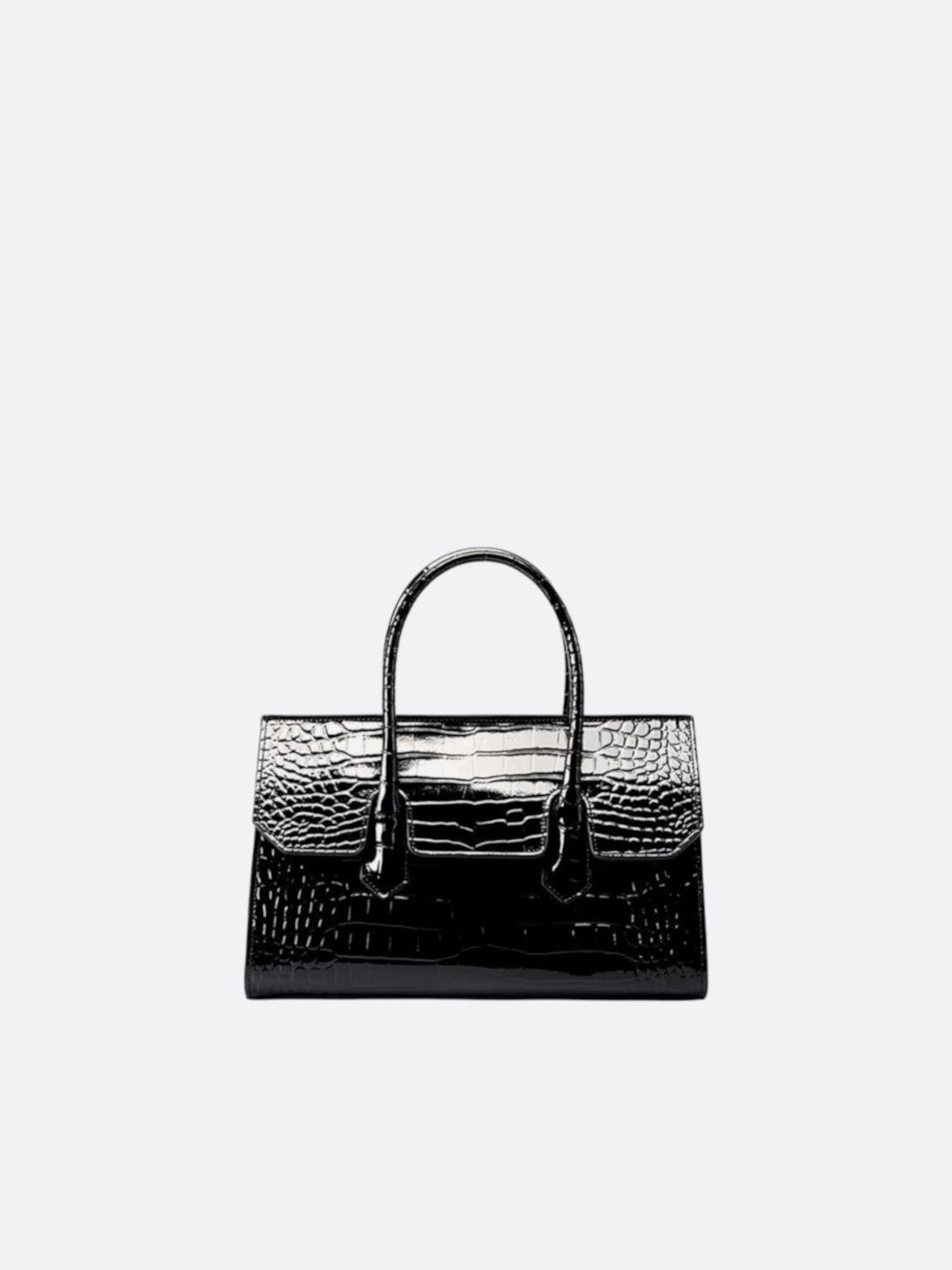 Sac cuir noir effet croco