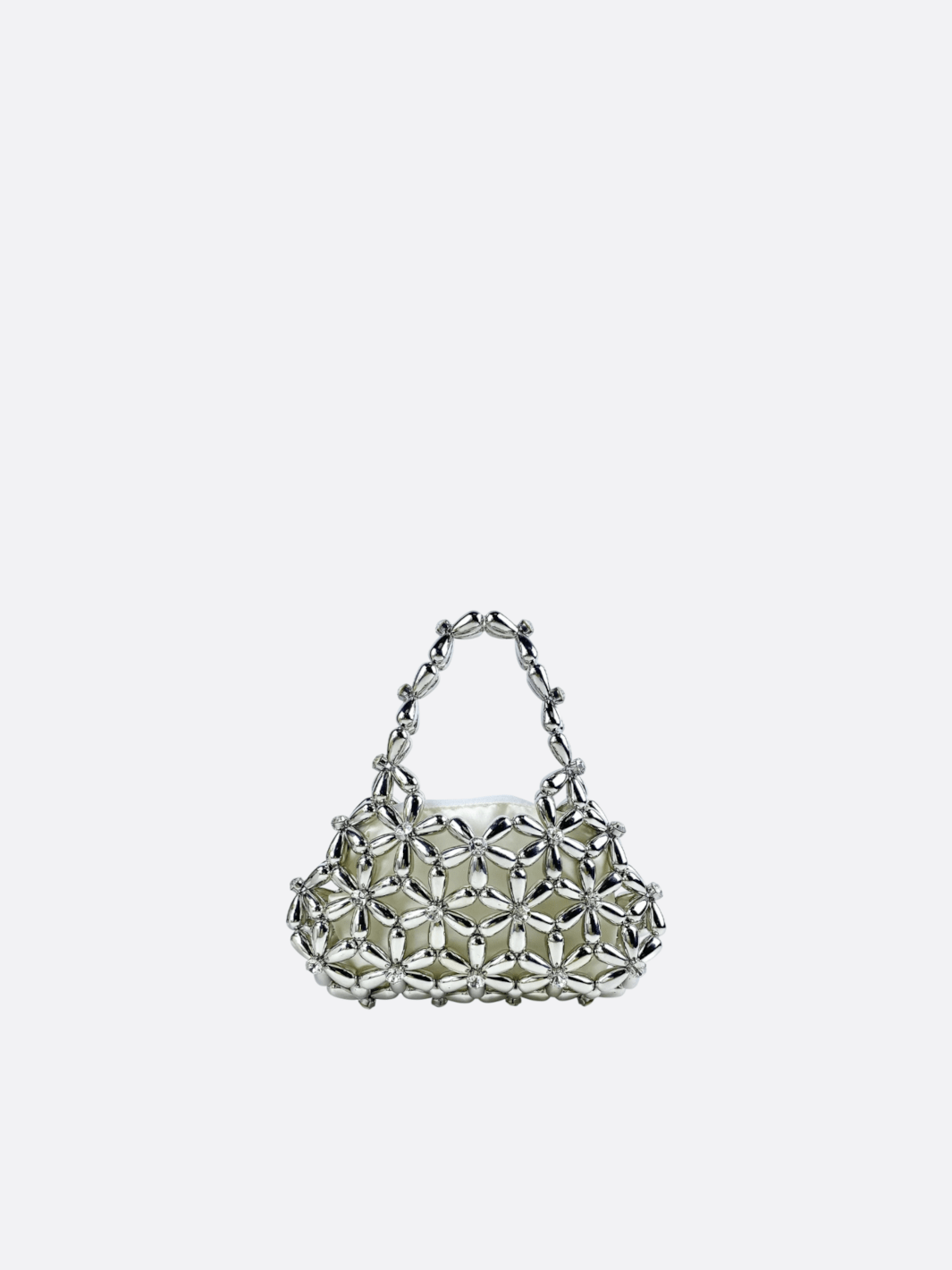 sac perle fleur argenté