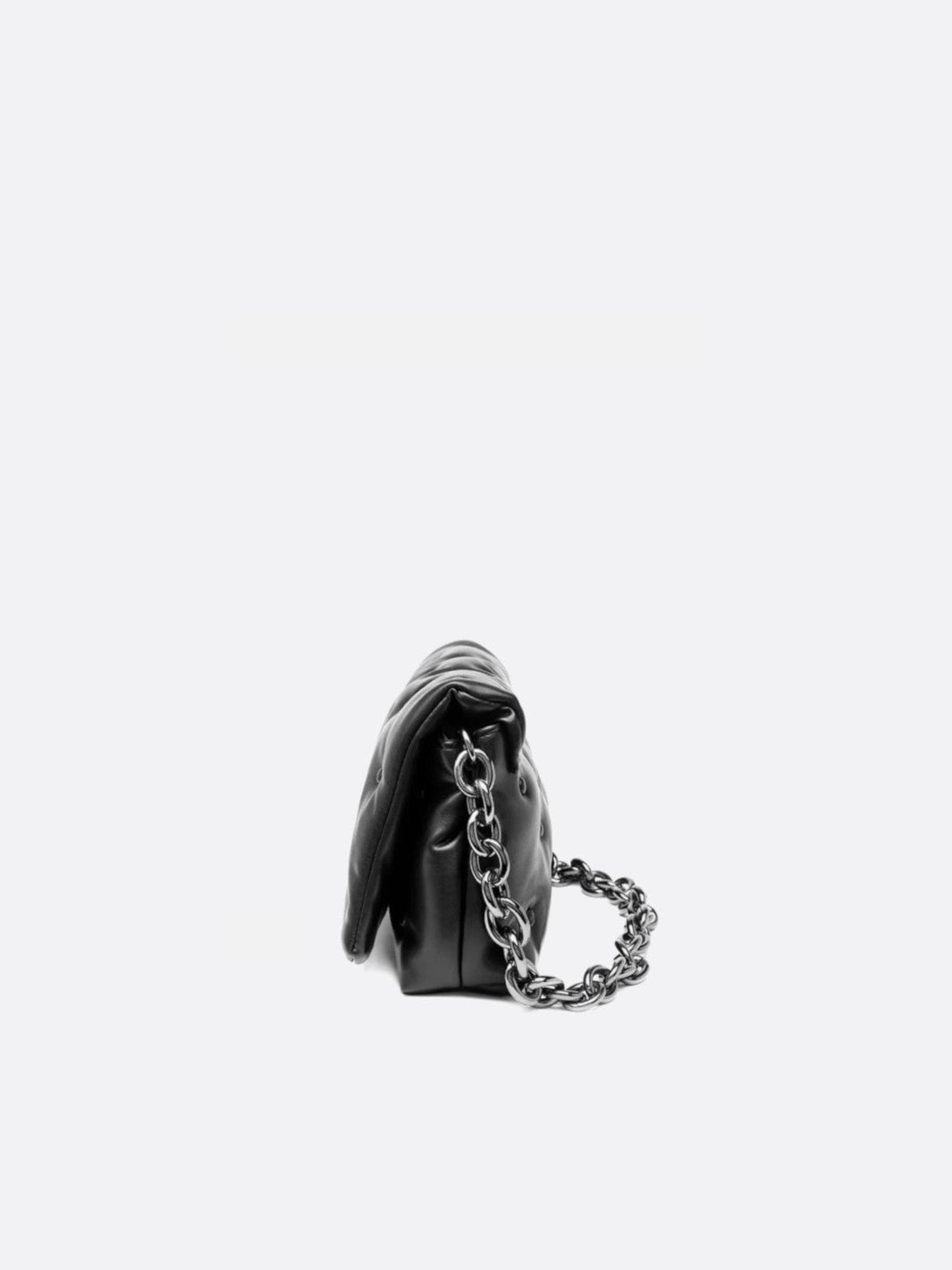 Black quilted bag with chain shoulder strap<br>Noctis