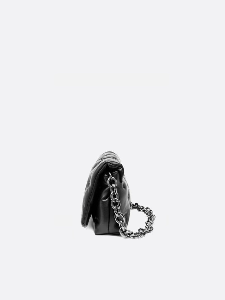 Black quilted bag with chain shoulder strap<br>Noctis