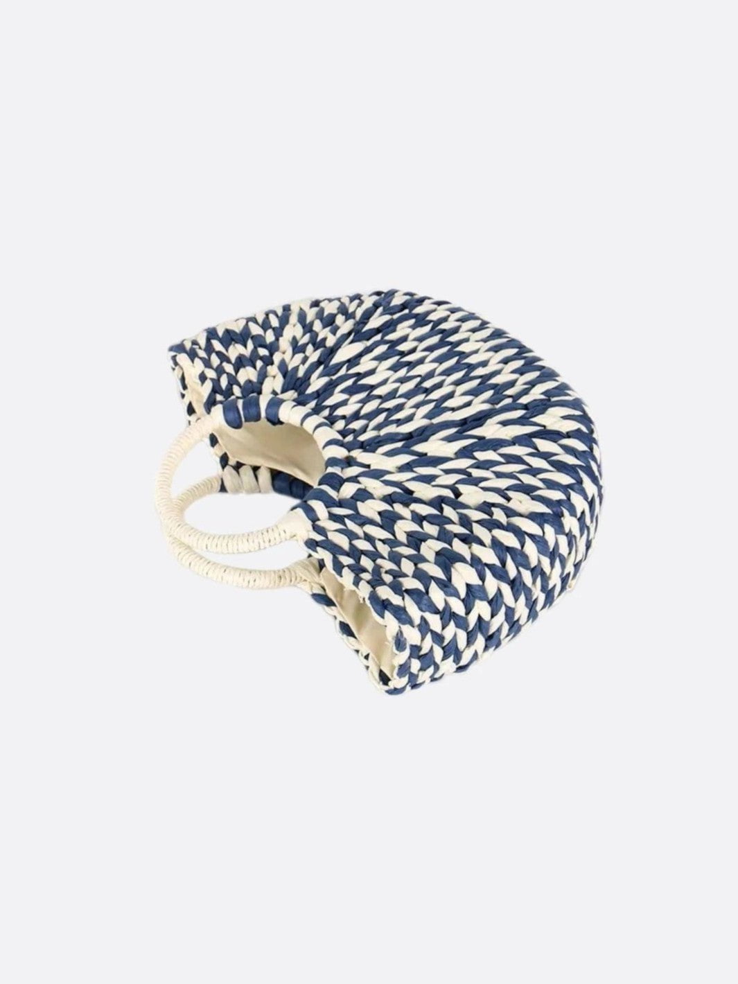 Blue and white wicker basket bag<br>Marina