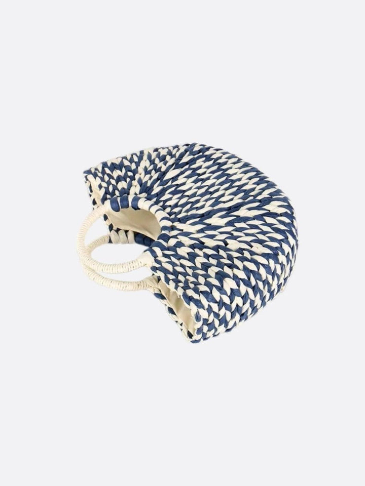 Blue and white wicker basket bag<br>Marina