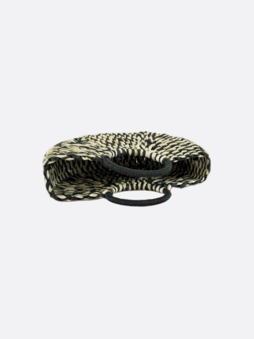 Black and white wicker basket bag<br>Oria