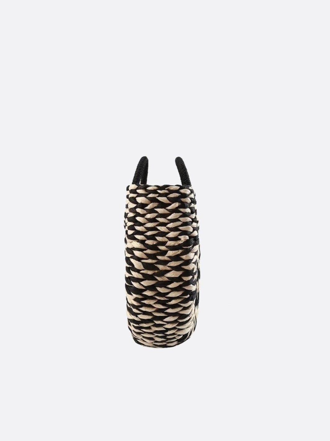Black and white wicker basket bag<br>Oria