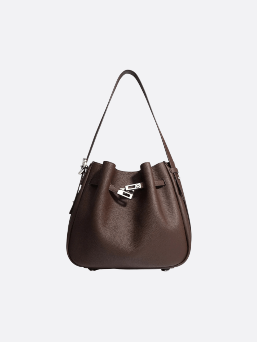 sac seau cuir marron